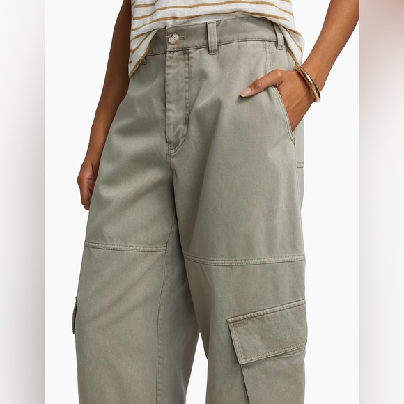 Frame Denim Wide Leg Army Green Cargo Bubble Pants in Sage Size 27 - Picture 4 of 9